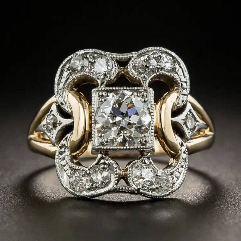 Elegant Gold And Silver Pyrite Ring 62$